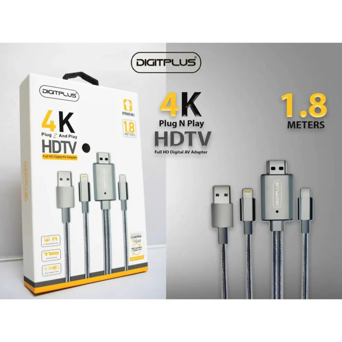 Digitplus 4K HDTV Cable 1.8m Silver/Black