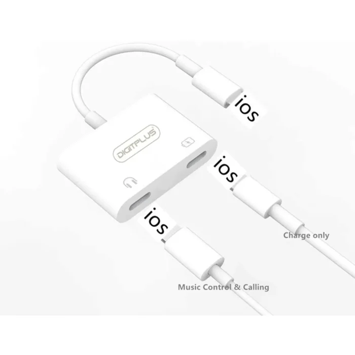 Digitplus 2 In 1 Lightning Adaptor White